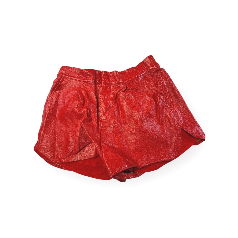 GREY LAB Red Patent Leather High Waisted Shorts Size S‎